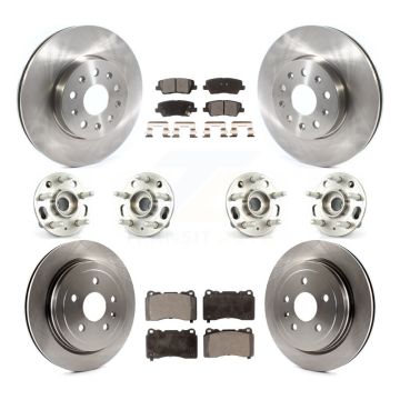 Front Rear Hub Bearings Disc Brake Rotors And Ceramic Pads Kit (10Pc) For Cadillac CTS KBB-116229