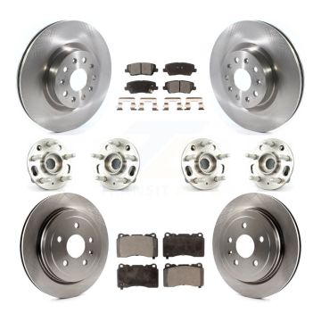 Front Rear Hub Bearings Disc Brake Rotors And Ceramic Pads Kit (10Pc) For Cadillac CTS KBB-116230