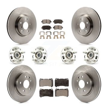 Front Rear Hub Bearings Disc Brake Rotors And Ceramic Pads Kit (10Pc) For Cadillac XTS KBB-116232