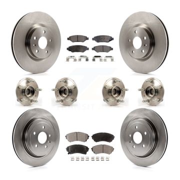 Front Rear Hub Bearing Brake Rotor Pad Kit (10Pc) For Cadillac CTS With Heavy Duty Brakes KBB-116250