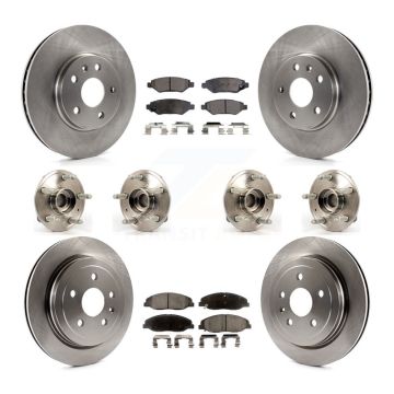 Front Rear Hub Bearings Disc Brake Rotors And Ceramic Pads Kit (10Pc) For Cadillac CTS KBB-116251