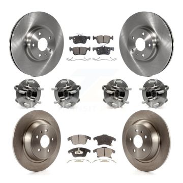 Front Rear Hub Bearing Brake Rotor And Pad Kit (10Pc) For Lincoln MKZ AWD with GAS engine KBB-116256
