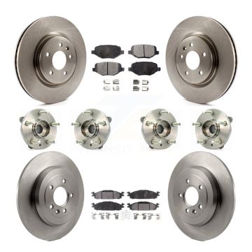 Front Rear Hub Bearing Brake Rotor & Pads Kit (10Pc) For Ford Flex Taurus Lincoln MKT MKS KBB-116257