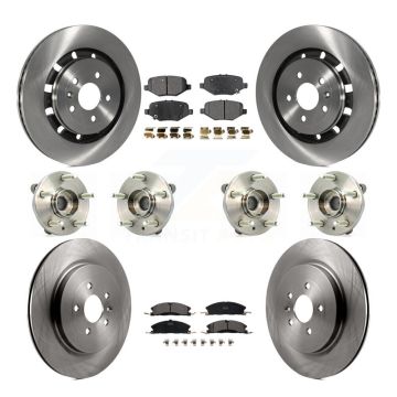 Front Rear Hub Bearing Disc Brake Rotor & Pad Kit (10Pc) For Ford Flex Taurus Lincoln MKS KBB-116258