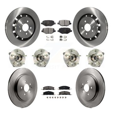 Front Rear Hub Bearing Brake Rotor & Pads Kit (10Pc) For Ford Lincoln Flex MKS Taurus MKT KBB-116259