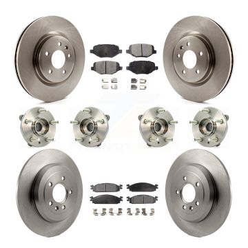 Front Rear Hub Bearings Disc Brake Rotors And Pads Kit (10Pc) For 2009-2010 Lincoln MKS KBB-116260