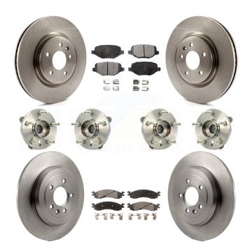 Front Rear Hub Bearing Disc Brake Rotor And Pads Kit (10Pc) For 2010-2012 Ford Taurus SHO KBB-116261
