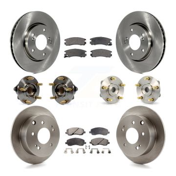 Front Rear Hub Bearing Disc Brake Rotor And Ceramic Pads Kit (10Pc) For Mitsubishi Galant KBB-116262