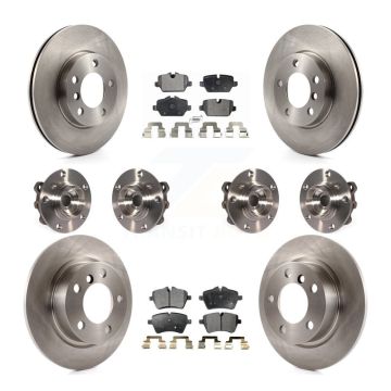 Front Rear Hub Bearing Brake Rotor And Pad Kit (10Pc) For 2011 Mini Cooper Countryman AWD KBB-116278