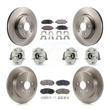 Front Rear Hub Bearing Disc Brake Rotor Pads Kit (10Pc) For 2009-2013 Suzuki Grand Vitara KBB-116281