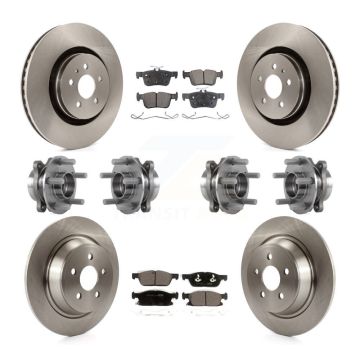 Front Rear Hub Bearings Disc Brake Rotors And Pads Kit (10Pc) For Lincoln Continental AWD KBB-116289