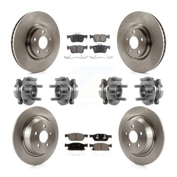 Front Rear Hub Bearings Disc Brake Rotors And Pads Kit (10Pc) For Lincoln Continental AWD KBB-116291