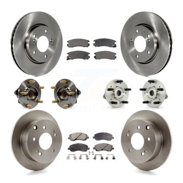 Front Rear Hub Bearing Disc Brake Rotor & Pads Kit (10Pc) For 2010-2012 Mitsubishi Galant KBB-116295