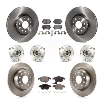 Front Rear Hub Bearing Disc Brake Rotor & Pad Kit (10Pc) For Volkswagen Passat Audi CC A3 KBB-116299