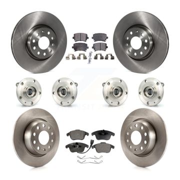 Front Rear Hub Bearing Brake Rotor & Pad Kit (10Pc) For Volkswagen Tiguan Audi Q3 Quattro KBB-116301