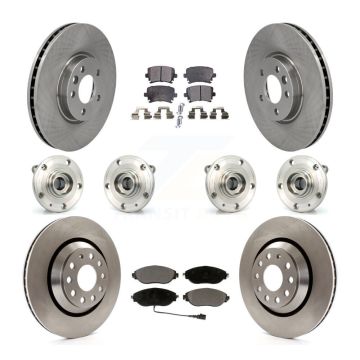 Front Rear Hub Bearing Disc Brake Rotor And Ceramic Pads Kit (10Pc) For Volkswagen CC AWD KBB-116302