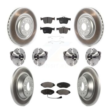 Front Rear Hub Bearing Coated Brake Rotor Pads Kit (10Pc) For 18-22 Volkswagen Tiguan AWD KBB-116332