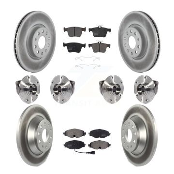 Front Rear Hub Bearings Coated Disc Brake Rotors And Pads Kit (10Pc) For Audi TT Quattro KBB-116333