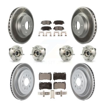 Front Rear Hub Bearing Coated Brake Rotor & Pad Kit (10Pc) For 2013-2015 Cadillac ATS AWD KBB-116349