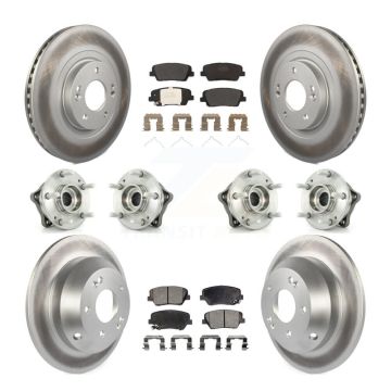 Front Rear Hub Bearing Coated Brake Rotor & Pads Kit (10Pc) For 2014-2015 Kia Sorento AWD KBB-116353