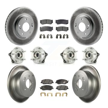 Front Rear Hub Bearing Coat Brake Rotor Pad Kit (10Pc) For 2007-2009 Hyundai Santa Fe AWD KBB-116354