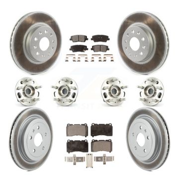 Front Rear Hub Bearings Coated Disc Brake Rotors And Pads Kit (10Pc) For Cadillac CTS KBB-116360