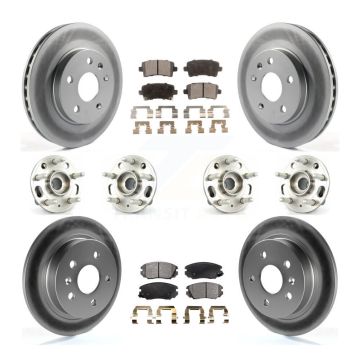 Front Rear Hub Bearing Coated Brake Rotor And Pad Kit (10Pc) For Chevrolet Malibu Limited KBB-116362