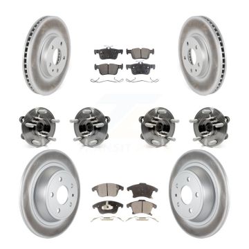 Front Rear Hub Bearings Coated Disc Brake Rotors And Pads Kit (10Pc) For Ford Fusion KBB-116364