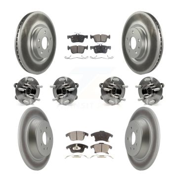 Front Rear Hub Bearings Coated Disc Brake Rotors And Pads Kit (10Pc) For Lincoln MKZ KBB-116365