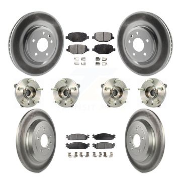 Front Rear Hub Bearing Coated Disc Brake Rotor & Pad Kit (10Pc) For 2009-2010 Lincoln MKS KBB-116368