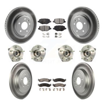 Front Rear Hub Bearing Coated Brake Rotor & Pads Kit (10Pc) For 2010-2012 Ford Taurus SHO KBB-116372