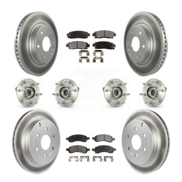 Front Rear Hub Bearing Coated Brake Rotor And Pad Kit (10Pc) For GMC Acadia Buick Enclave KBB-116373