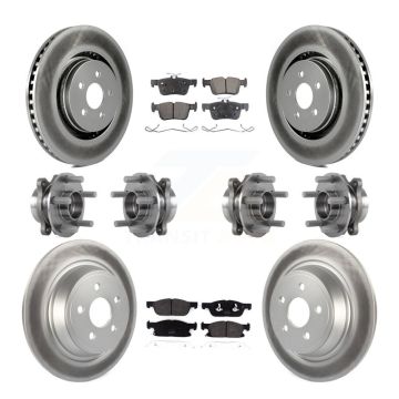 Front Rear Hub Bearing Coated Disc Brake Rotor Pad Kit (10Pc) For Lincoln Continental AWD KBB-116384