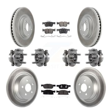 Front Rear Hub Bearing Coated Disc Brake Rotor Pad Kit (10Pc) For Lincoln Continental AWD KBB-116385