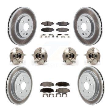 Front Rear Hub Bearings Coated Disc Brake Rotors And Pads Kit (10Pc) For Cadillac CTS KBB-116387