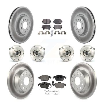 Front Rear Hub Bearing Coated Brake Rotor & Pads Kit (10Pc) For Volkswagen Tiguan Audi Q3 KBB-116399