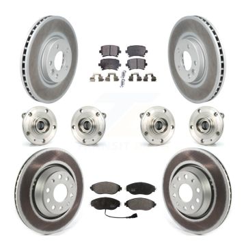 Front Rear Hub Bearing Coated Disc Brake Rotors And Pads Kit (10Pc) For Volkswagen CC AWD KBB-116400