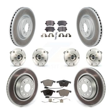 Front Rear Hub Bearings Coated Disc Brake Rotors And Pads Kit (10Pc) For Volkswagen CC KBB-116402
