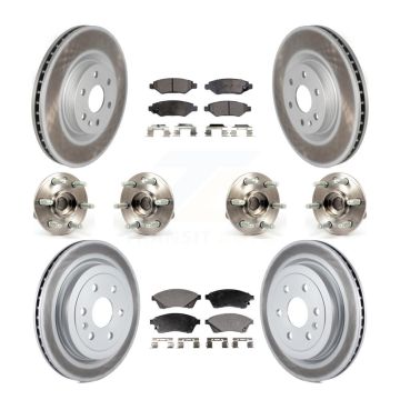 Front Rear Hub Bearing Coated Disc Brake Rotor Pads Kit (10Pc) For Cadillac SRX Saab 9-4X KBB-116404