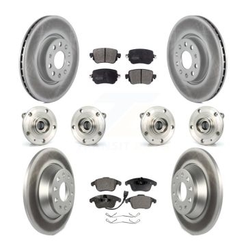 Front Rear Hub Bearings Coated Disc Brake Rotors And Pads Kit (10Pc) For Audi Q3 Quattro KBB-116405