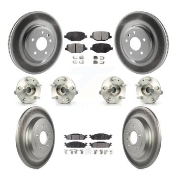 Front Rear Hub Bearings Coated Disc Brake Rotors And Pads Kit (10Pc) For Ford Explorer KBB-116406