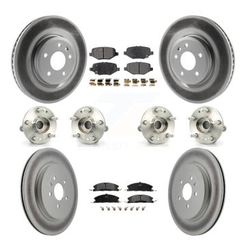 Front Rear Hub Bearing Coated Brake Rotor And Pad Kit (10Pc) For 2013 Ford Explorer Sport KBB-116408