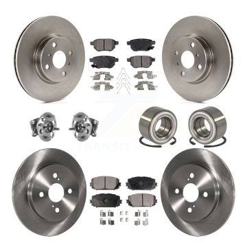 Front Rear Hub Bearing Brake Rotor Pad Kit (10Pc) For 15-18 Toyota Yaris Disc rear brakes KBB-116462