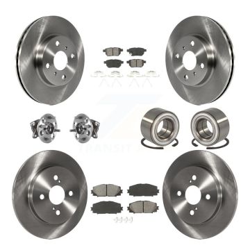Front Rear Hub Bearing Brake Rotor Pad Kit (10Pc) For 15-18 Toyota Yaris Drum rear brakes KBB-116470