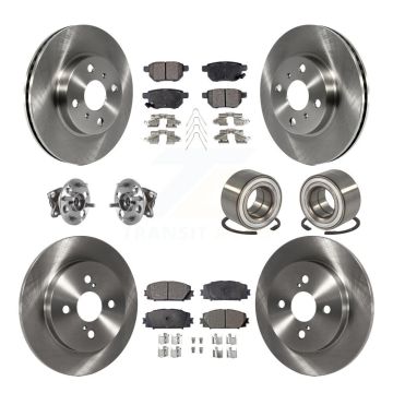 Front Rear Hub Bearing Brake Rotor Pad Kit (10Pc) For 15-18 Toyota Yaris Drum rear brakes KBB-116473