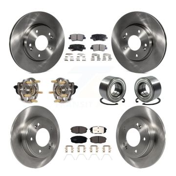 Front Rear Hub Bearing Disc Brake Rotor And Ceramic Pad Kit (10Pc) For 2014-2016 Kia Soul KBB-116475