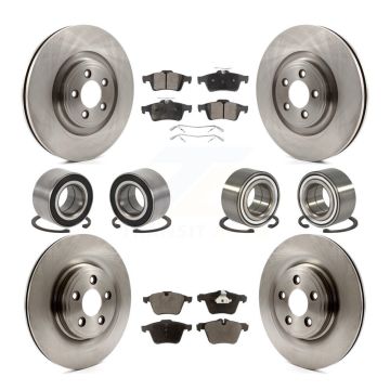 Front Rear Wheel Bearings Disc Brake Rotors And Ceramic Pads Kit (10Pc) For Jaguar XJ KBB-116480