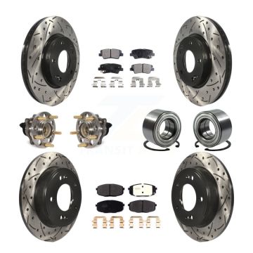 Front Rear Hub Bearing Coated Disc Brake Rotor And Pads Kit (10Pc) For 2014-2016 Kia Soul KBB-116481