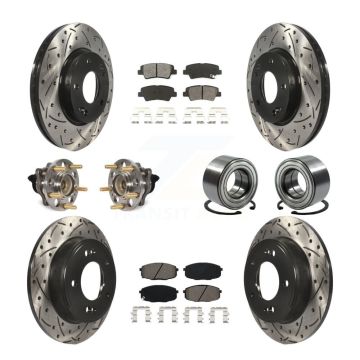 Front Rear Hub Bearing Coated Disc Brake Rotor And Pads Kit (10Pc) For 2014-2016 Kia Soul KBB-116487