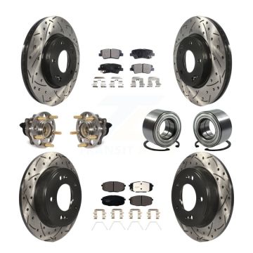 Front Rear Hub Bearing Coated Disc Brake Rotor And Pads Kit (10Pc) For 2014-2016 Kia Soul KBB-116488